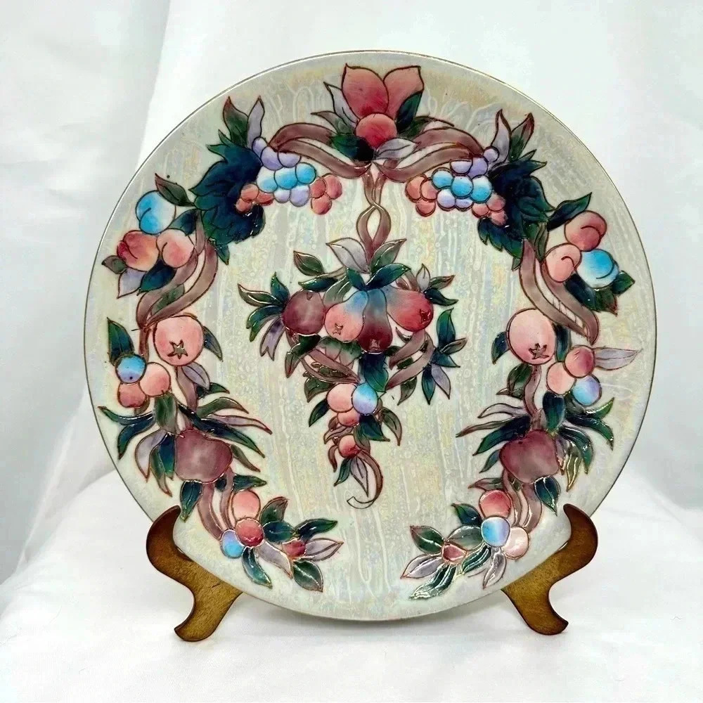Toyo Porcelain Fruit Plate 10” Grapes Pears Asian Decorative